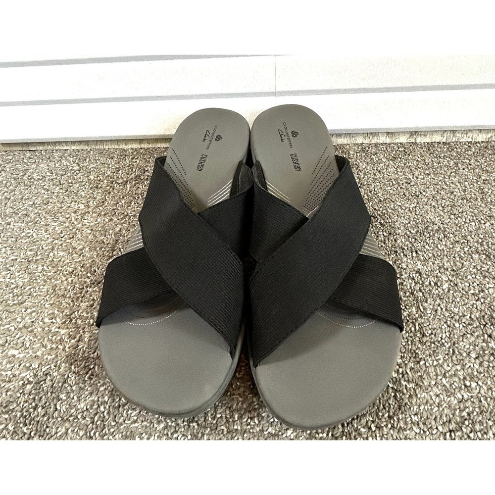 Clarks Cloudsteppers Arla Elin Sandals Women's 9 Black Cross Straps NWOB - Picture 4 of 10